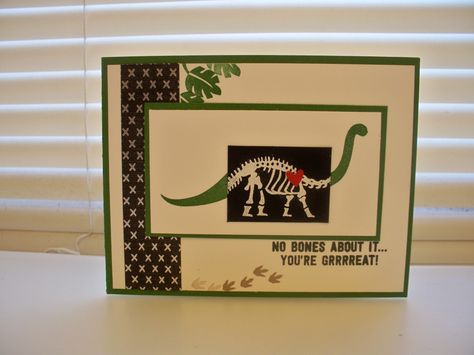 No Bones About It by D. Daisy - Cards and Paper Crafts at Splitcoaststampers Klompen Stampers, Jackie Bolhuis, No Bones About It, Dinosaur Cards, Daisy Cards, Boy Cards, Stampin Up Catalog, Making Cards, Kids Birthday Cards