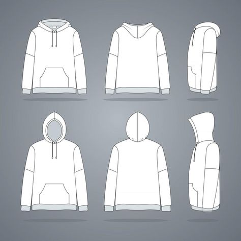 Sweatshirt Design Template, Hoodie Design Template, Clothing Brand Sketches, Hoodie Outline Template, Jacket Template Design, Hoodie Layout, Draw Hoodie, Hoodie Outline, Jacket Template