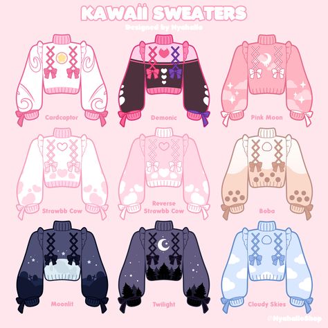 Hatsumi Rou, Lukisan Fesyen, Kawaii Sweater, Arte Do Kawaii, Clothing Design Sketches, Drawing Anime Clothes, 캐릭터 드로잉, Clothing Designs, Cartoon Outfits