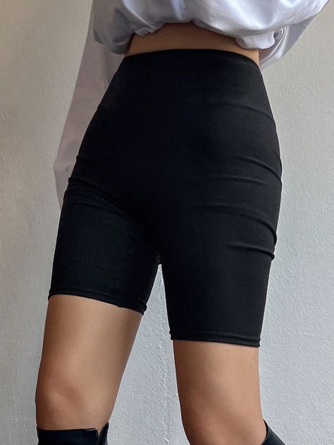 New Autumn Fitted Cycling Shorts, Women's Short Leggings Black Casual    Plain Track Shorts Slight Stretch  Women Clothing, size features are:Bust: ,Length: ,Sleeve Length: Body Shaper Corset, Legging Court, Sports Jackets Women, Wide Leg Sweatpants, Autumn Fits, Track Shorts, Retro Hairstyles, Women Legs, Cycling Shorts