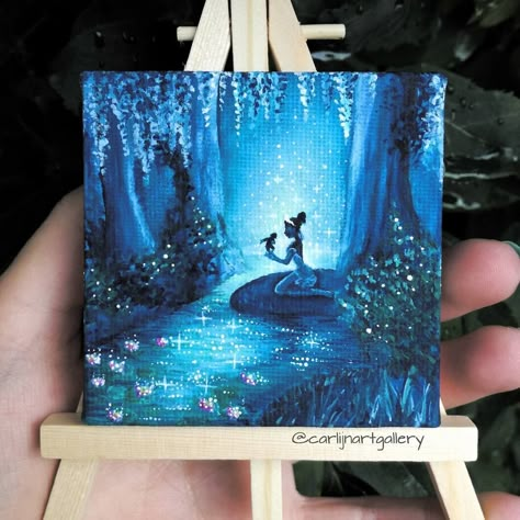 Hand painted Princess and the Frog mini painting for @keshiatrevino ❤  What do you think? Disney Princess Paintings, Princess Painting, Disney Canvas Art, Acrylic Painting Inspiration, Disney Canvas, Diy Tiny House, Frog Drawing, Princess And The Frog, Sketch Painting