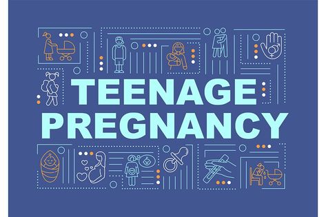 Teenage pregnancy word concepts banner. Social issue of adolescent pregnancy. Infographics with linear icons on blue background. Isolated typography. Vector outline RGB color illustration . ZIP file contains: EPS, JPG. If you are interested in custom design or want to make some adjustments to purchase the product, don't hesitate to contact us! bsd@bsdartfactory.com Pregnancy Illustration, Contraception Methods, Teenage Pregnancy, Pregnancy Info, Teen Pregnancy, Shocking Facts, Family Planning, Foster Care, Single Parenting