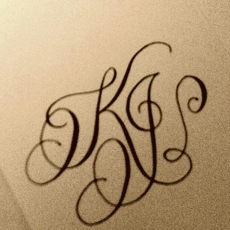 Kj Tattoo, Letter L Tattoo, K Name, Letter R Tattoo, Monogram K, Calligraphy Monogram, Monogram Tattoo, J Tattoo, Calligraphy Inspiration