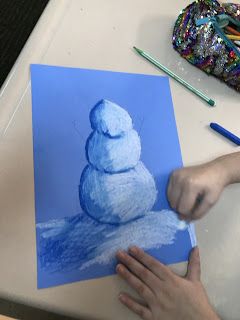 Third Grade Winter Art Projects, 3rd Grade Art Lesson, Snowmen At Night, Third Grade Art, Winter Art Lesson, Christmas Art Projects, 2nd Grade Art, Winter Art Projects, 4th Grade Art