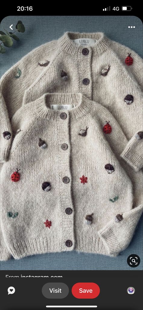 Embroidery On Knitwear, Knit Sweater Embroidery, Knitting Baby Clothes, Knit Baby Clothes, Knit Baby Sweater, Knit Embroidery, Crochet Doll Tutorial, Baby Booties Knitting Pattern, Baby Sweater Patterns