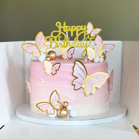 Pink Butterfly Cake #cakes #cakesofig #cakeideas #cakedecor #birthdaycake #happybirthday #pinkbutterflies #butterflycake #butterflies #butterflybirthday #pinkbutterflycake #houstontx #cypresstx #wallertx Baby Girl Cake Ideas, Pink Butterfly Birthday Cake, Butterfly Cake Design, Butterfly Cake Ideas, Pink Butterfly Cake, Baby Dedication Cake, Butterfly Theme Cake, Butterfly Birthday Cake, Dedication Cake