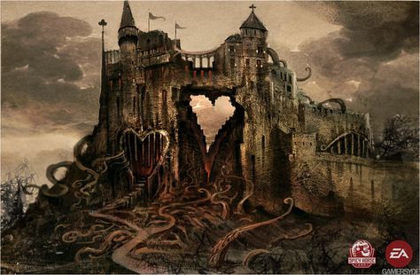 the Red Queen's castle American Mcgee’s Alice, Castle Exterior, Dark Alice In Wonderland, Alice Liddell, Alice Madness Returns, Concept Art World, Alice Madness, 다크 판타지, Were All Mad Here