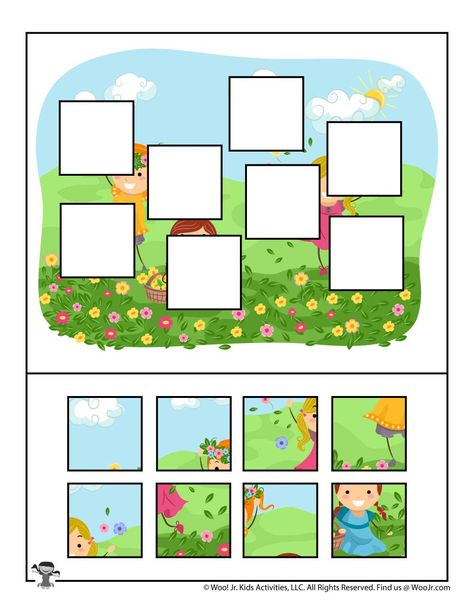 Cut And Paste Activities For Kids, Cutting Activities For Kids, Spring Worksheets Preschool, Spring Worksheet, Printable Puzzles For Kids, Cutting Activities, Cut And Paste Worksheets, Kids Worksheets Preschool, Preschool Colors