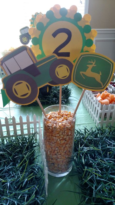 Tractor Party Table Decor, Tractor Birthday Table Decor, Tractor Birthday Centerpieces, Tractor Birthday Party Table Decorations, Tractor Table Decorations, Tractor Two Birthday Party, Tractor Birthday Party Decorations Diy, Tractor Birthday Party Centerpiece, Tractor Party Centerpieces