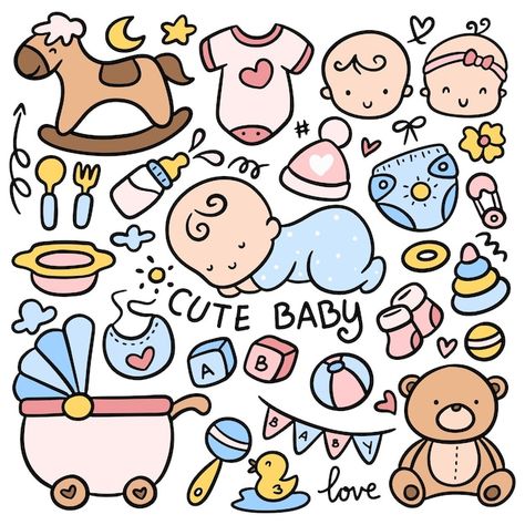 Baby Journal Book, Baby Doodle, Kawaii Vector, Doodle Google, Doodle Baby, Teddy Bear Clipart, Pregnancy Art, Baby Art Projects