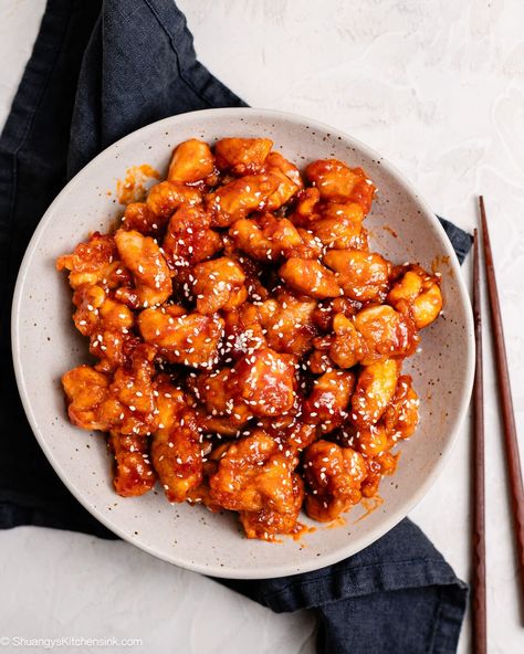 Sweet and Sour Chicken {30 Minutes} | Shuangy's Kitchensink Sweet And Sour Crispy Chicken, Crispy Sweet And Sour Chicken, Chicken Sweet And Sour, Sweet And Sour Chicken, Sweet Sour Chicken, Sweet N Sour Chicken, Sweet And Sour Sauce, Sesame Chicken, Sweet And Sour