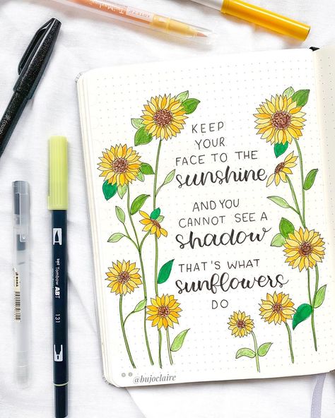 Art Journal Quotes Ideas, Diy Quotes On Paper, Doodle Quotes Inspirational, Journal Quotes Ideas, Quotes For Bullet Journal, Sunflower Bujo, Bujo Quote Page, Quotes For Journal, Journal Ideas Quotes