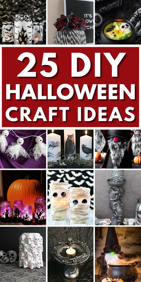 Get ready for a spooktacular season with these DIY Halloween crafts for adults! Perfect for Halloween decor and even to sell, these creative Halloween craft projects will add eerie elegance to your fall decor. Discover budget-friendly DIY Dollar Tree crafts and create hauntingly scary Halloween decorations like wreaths, mason jar lanterns, centerpieces, and pumpkin crafts. Embrace the spooky spirit with spider web crafts and ghost crafts for a frightfully fun Halloween celebration! Dollar Tree Halloween Diy Crafts 2023, Halloween Table Top Decor, Halloween Diy Centerpieces, Diy Horror Crafts, Halloween Decorations To Sell, Halloween Craft Ideas For Adults, Diy Cute Halloween Decorations, Spooky Crafts For Adults, Halloween Crafts For Adults Diy