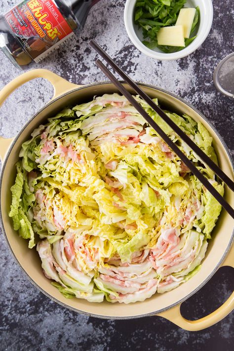 Mille-Feuille Nabe - The Missing Lokness Nabe Recipe, Celebrate Winter Solstice, Sliced Pork Belly, Napa Cabbage Recipes, Solstice Winter, Korean Recipe, Hot Pot Recipe, Season Recipes, Dashi Broth