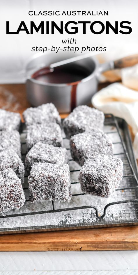 Lamington Cake Recipe, Lamington Recipe, Party Pies, Tea Foods, Lamingtons Recipe, Australian Desserts, Mimi Thorisson, International Desserts, French Cream