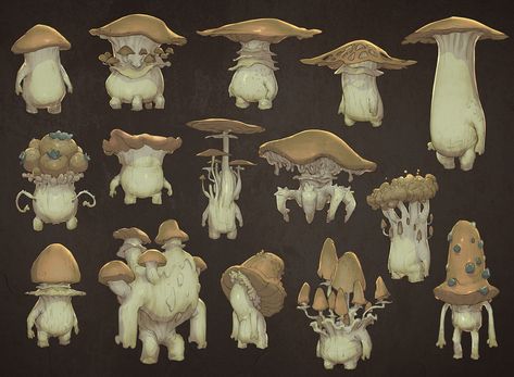 Mushroom Folk Dnd, Character Design Mushroom, Mushroom Environment, Mushroom Character Design, How To Draw Mushrooms, Mushroom Folk, Mushroom Creature, Mushroom Man, Cartoon Mushroom