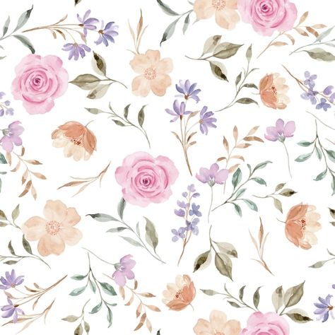 Vector colorful watercolor fower seamles... | Premium Vector #Freepik #vector #abstract-floral #pastel-floral #floral-wallpaper #abstract-flower Spring Florals, Watercolor Floral Pattern, Wallpaper Abstract, Colorful Watercolor, Mediterranean Garden, Pastel Flowers, Abstract Flower, Pastel Floral, Watercolor Pattern