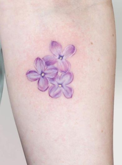 Small Purple Flowers Tattoo, Lilac Watercolor Tattoo, Lilac Plant Tattoo, Mother Daughter Lilac Tattoo, Lilac Petal Tattoo, Tiny Lilac Tattoo, Lilac Blossom Tattoo, Lilac Tattoo Color, Tattoo Lilac Flower