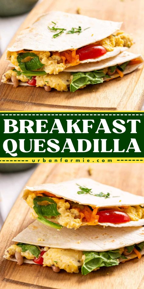 This breakfast quesadilla is a household staple for a quick, flavorful, and healthy breakfast. Filled with scrambled eggs, veggies, and melted cheese, it’s a delicious way to start the day. My version is vegetarian and freezer-friendly! Breakfast Quesadilla Recipes, Breakfast Quesadillas, Meals Without Meat, Breakfast Quesadilla, Breakfast Vegetables, Vegetarian Breakfast Recipes, Healthy Breakfast Recipes Easy, Quesadilla Recipes, Healthy Clean Eating