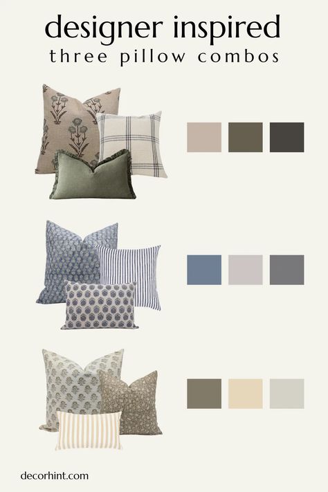 three pillow combinations amazon Contrasting Throw Pillows, Throw Pillow Color Combinations, Pillow Color Combinations, Airbnb Living Room, Mix And Match Throw Pillows, Newlywed Home, Accent Pillows Bedroom, Vintage Modern Home, Throw Pillow Combinations