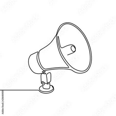 Stock Image: Continuous line drawing of horn speaker sign and symbol for announcement and employee hiring Speaker Drawing, Horn Speakers, Continuous Line Drawing, Continuous Line, Line Drawing, Horn, Stock Vector, Speaker, Stock Images