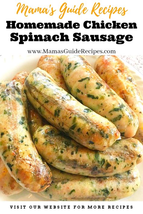 How To Make Chicken Sausage Recipes, Chicken Spinach Sausage Recipes, Homemade Brats Recipes, Sausage Making Recipes Homemade, Homemade Smoked Sausage, Sausage Dog Recipes, Home Made Sausage Recipes, Meat Grinder Recipes, Homemade Chicken Sausage Recipes