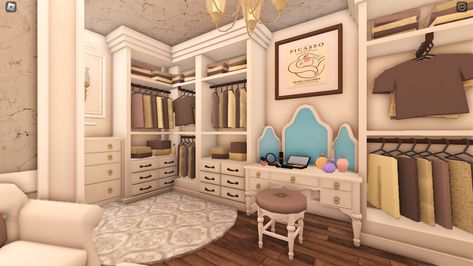 bloxburg bedroom ideas Closet Designs Bloxburg, Bloxburg Walking Closet, 2x2 Closet Bloxburg, Bloxburg Walk In Closet Ideas, Wardrobe Bloxburg, Old Money Bloxburg, Closet Ideas Bloxburg, Walk In Closet Bloxburg, Bloxburg Walk In Closet