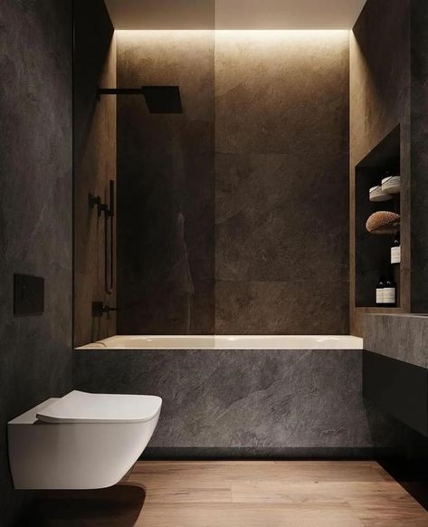 Dark Bathroom Ideas Modern, Small Dark Bathroom, Dark Bathroom Ideas, Modern Small Bathrooms, Luxury Master Bathrooms, Dark Bathrooms, Bathroom Decorations, Turkish Tiles, Bathroom Inspiration Modern