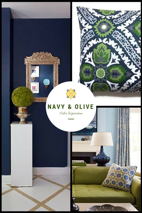 Navy Blue And Olive Green Home Decor, Olive Living Room, Olive Green Living Room, Green Living Room Color Scheme, Olive Living Rooms, Blue And Green Living Room, Navy Living Rooms, Scandi Living, Green Living Room