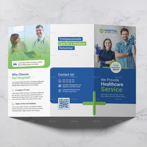 Medical Trifold Brochure Company Brochure Design, Medical Brochure, Frames Design, Brochure Design Creative, Healthcare Business, Trifold Brochure Design, Bi Fold Brochure, Luxury Business Cards, Leaflet Design