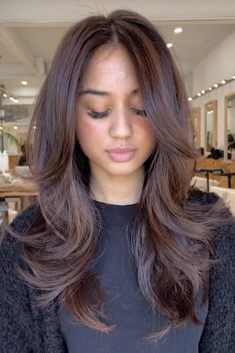 Cherry Brown Hair, Hair Color For Tan Skin, Hair Color Swatches, Mahogany Hair, Mocha Hair, Coffee Hair, Black Hair Balayage, Chestnut Hair Color, Brown Hair Looks