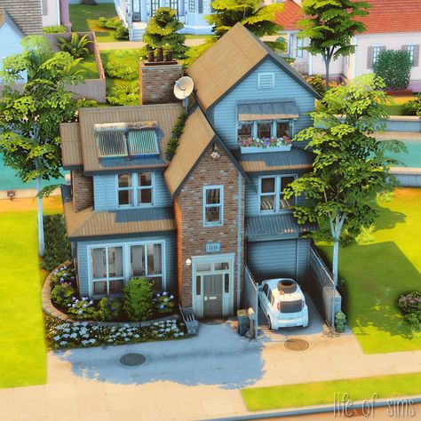 Sims 4 Copperdale Family House, Family House Suburban, Ts4 Suburban House, 3 Bedroom Sims 4 House, Sims Office Ideas, Suburban House Sims 4, Sims 4 Starter Home, House Suburban, Sims 4 Family House