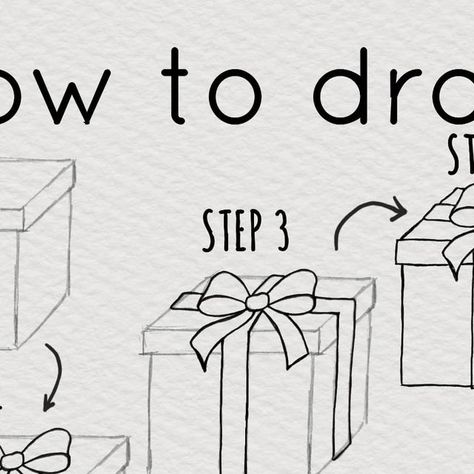 How To Draw A Present, Present Drawing Easy, Small Illustrations, Present Drawing, Dyi Art, Cute Illustrations, A Present, Drawing Lessons, Christmas Greeting