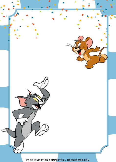 Download Now 10+ Cutest Tom And Jerry Birthday Invitation Templates Tom And Jerry Template, Tom And Jerry Birthday, Tom And Jerry Cake, Kids Birthday Invitation Template, Jerry Images, Happy Birthday Tom, Cartoon Template, Disney Frames, Invitations Template