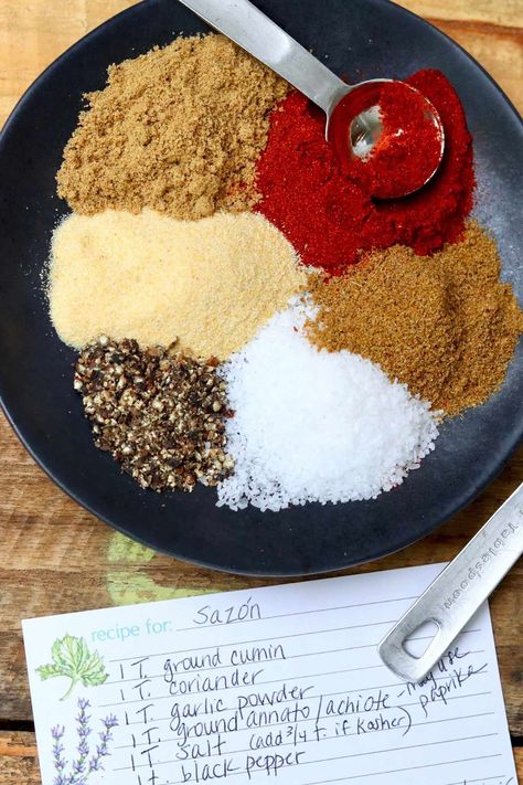 Homemade Sazón Seasoning – The Fountain Avenue Kitchen Coffee Rub Recipe, Coffee Rubbed Steak, Salmon Rub, Rib Rub Recipe, Sazon Seasoning, Bbq Rub Recipe, Coffee Rub, Salmon Spices, Dry Rub Recipes