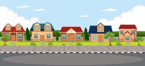 Simple village house background Free Vec... | Free Vector #Freepik #freevector #house #building #cartoon #road Village House Background, Street Background, House Background, Small Drawing, House Cartoon, Medical Wallpaper, Town Building, Cartoon House, Modern Metropolis