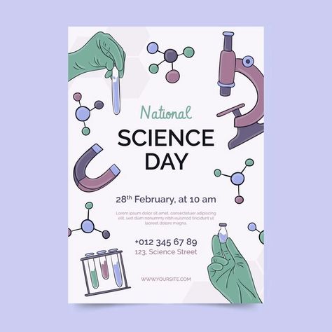 Science Event Poster, Science Day Poster Design, Science Poster Design, Science Day Poster, Graduate Poster, Science Graphic Design, Science Fair Poster, Sorority Paintings, Science Exhibition Ideas