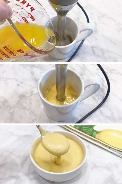 Easy Hollandaise Sauce For One, Whole 30 Hollandaise Sauce, Hollandaise Sauce Easy Immersion Blender, Easy Hollandaise Sauce No Blender, Immersion Blender Hollandaise Sauce, Keto Hollandaise Sauce, Holindaise Sauce Recipe Blender, Emulsion Blender Recipes, Holindaise Sauce