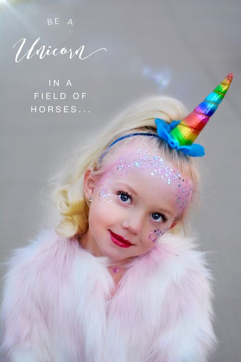 Toddler Unicorn Makeup, Kids Unicorn Makeup Halloween, Kids Unicorn Makeup, Unicorn Makeup Kids, Easy Unicorn Makeup, Unicorn Costume Makeup, Halloween Unicorn Makeup, Unicorn Face Paint, Toddler Makeup