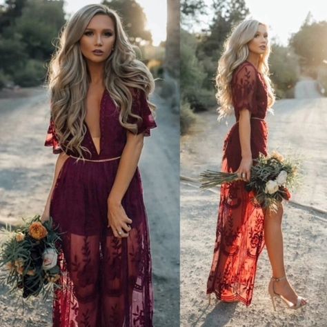 Boho Lace Romper Dress Maxi Fits True To Size Sheer Lace Dress, Tulle Maxi Dress, Bohemian Soul, Sleek Dress, Bohemian Mode, Lace Prom Dress, Mode Boho, Short Sleeve Maxi Dresses, Bohemian Bride