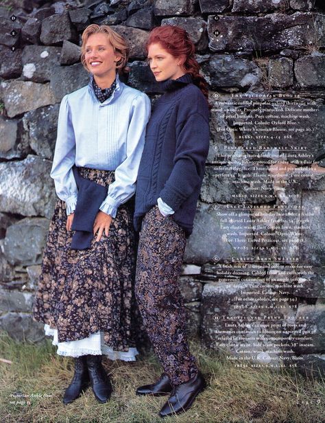 Laura Ashley Holiday 1994, page 9:  Babywale skirt, Victorian blouse, petticoat. Laura Ashley 1980s, Laura Ashley Clothing, Laura Ashley Vintage Dress, Laura Ashley Fashion, Fashion 1990s, Laura Ashley Vintage, Victorian Blouse, Laura Ashley Dress, 1990s Fashion