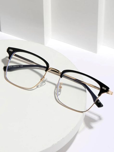 Men Metal Frame Anti-Blue Light Eyeglasses With Glasses Rope | SHEIN USA Computer Glasses For Men, Glasses Frames Trendy Men, Mens Spectacles Frames, Spectacles Frames For Men, Glasses Aesthetic Men, Trending Glasses Frames, Spectacle Frames For Men, Spectacles For Men, Male Glasses