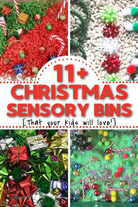 Jingle Bell Sensory Bin, Sensory Christmas Bin, Christmas Sensory Activities For Kids, Preschool Christmas Sensory Table Ideas, Christmas Sensory Bins For Preschool, Holiday Themed Sensory Bins, Holiday Sensory Activities Toddlers, Sensory Box Themes, Christmas Sensory Table Preschool