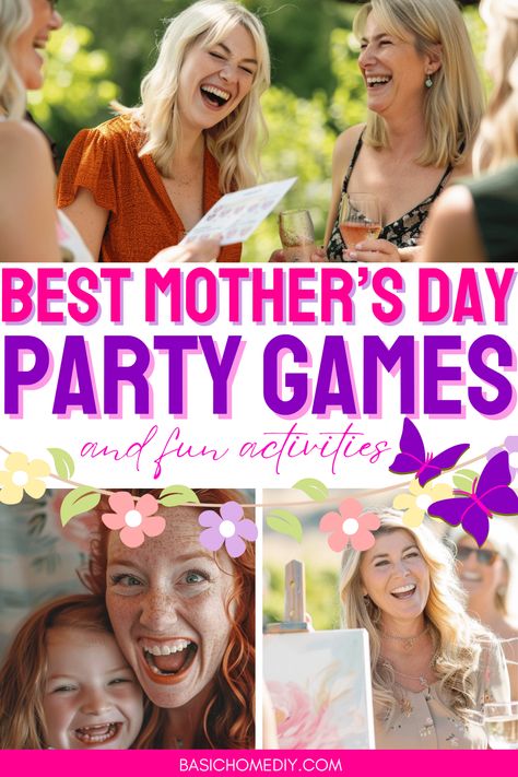 Best Mother's Day Party Games and Fun Activities - Basic Home DIY Fun Mother's Day Games, Mother’s Day Brunch Game Ideas, Funny Mother’s Day Games, Games For Mothers Day Fun, Church Mother’s Day Games, Fun Activities For Adults, Craft Party Ideas, Mothers Day Games, Tea Party Activities