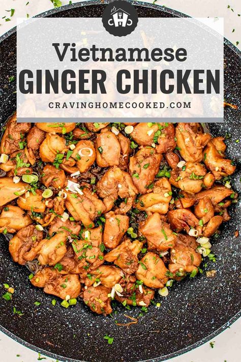 Ginger Thai Chicken, Ginger Fried Chicken, Vietnamese Ginger Chicken Recipes, Vietnamese Garlic Chicken, Ginger Chicken Recipes Healthy, Vietnamese Ginger Chicken, Vietnamese Recipes Easy, Vietnamese Chicken Recipes, Vietnamese Food Recipes