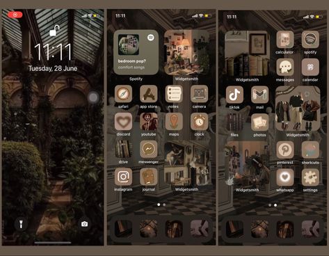 Dark Academia Homescreen Wallpaper, Iphone Home Screen Layout Dark Academia, Phone Layout Dark Academia, Dark Academia Ios 16 Wallpaper, Iphone Dark Academia Theme, Dark Academia Ipad Layout, Phone Themes Dark Academia, Dark Academia Aesthetic Phone Layout, Dark Academia Themed Phone