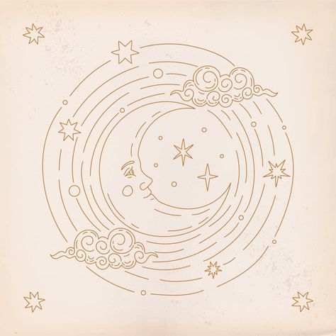 Hand drawn crescent moon drawing illustr... | Premium Vector #Freepik #vector #astronomy #space-planets #space-illustration #planet-illustration How To Draw The Moon, Crescent Moon Drawing, Crescent Moon Illustration, Celestial Illustration, Crescent Moon Art, Moon Embroidery, Crescent Moon Tattoo, Star Illustration, Moon Graphic