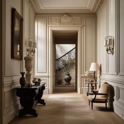 how to create a cozy parisian atmosphere at home - My French Country Home Box Parisian Hallway, Living Room Parisian, Living Room Style Ideas, Hallway Panelling, Living Room Designs Cozy, Parisian Interior Design, Parisian Living Room, Parisian Interior, My French Country Home