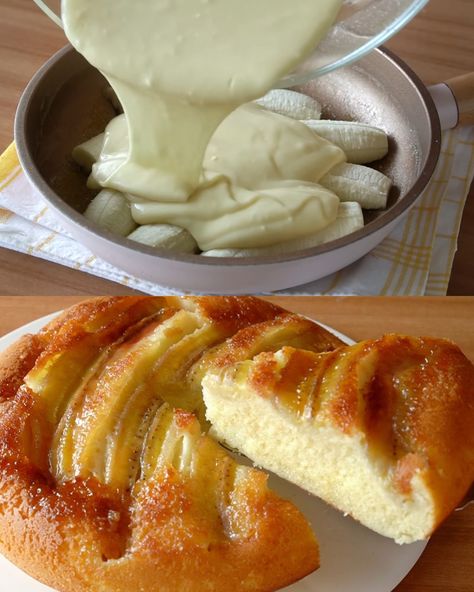 Caramelized Banana Upside-Down Cake Recipe Upsidedown Banana Cake Recipe, Caramelized Bananas Recipe, Banana Upside Down Bundt Cake, Banana Upside Down Cake Recipe, Mandarin Upside Down Cake, Upside Down Banana Cake, Bunt Cake Recipe, Banana Upside Down Cake, Pavlova Dessert