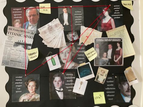 An Inspector Calls Classroom Display, Criminology Bulletin Board, Investigation Board Ideas, An Inspector Calls Display, Suspect Board, Classroom Displays Secondary, Investigation Board, English Classroom Displays, Detective Board